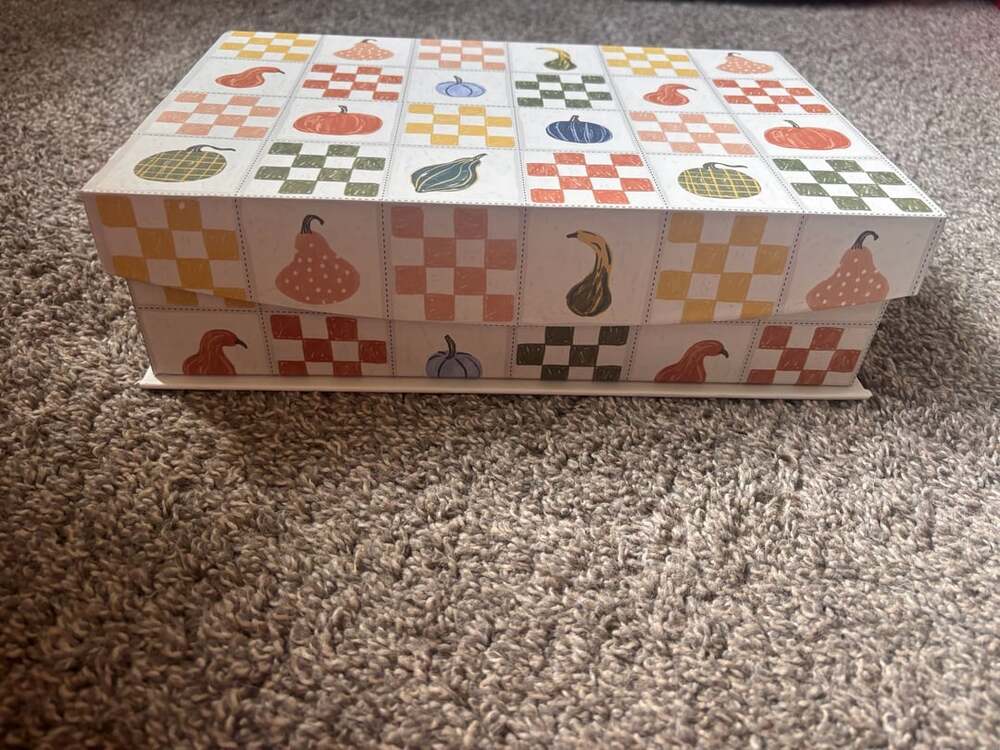 Celebrate Together™ Fall Checker Hinge Paper Box Table Decor,